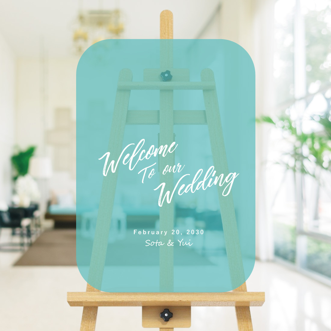 角丸ウェルカムボード【A4～A1アクリル/パネル/木】結婚式 名入れ ウェディング 送料無料 シンプル 0704