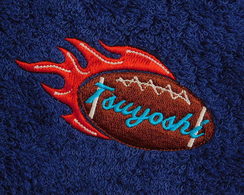 炎のアメフトボールとお名前刺繍入り今治フェイスタオル ハンカチ