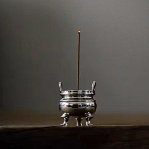純銀製 手作りミニ香炉、香立＜香架、線香立て、三脚、＞線香型