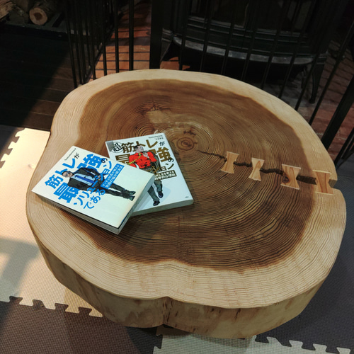 杉の丸太の年輪テーブル 天板極厚サイズ ローテーブル・リビング