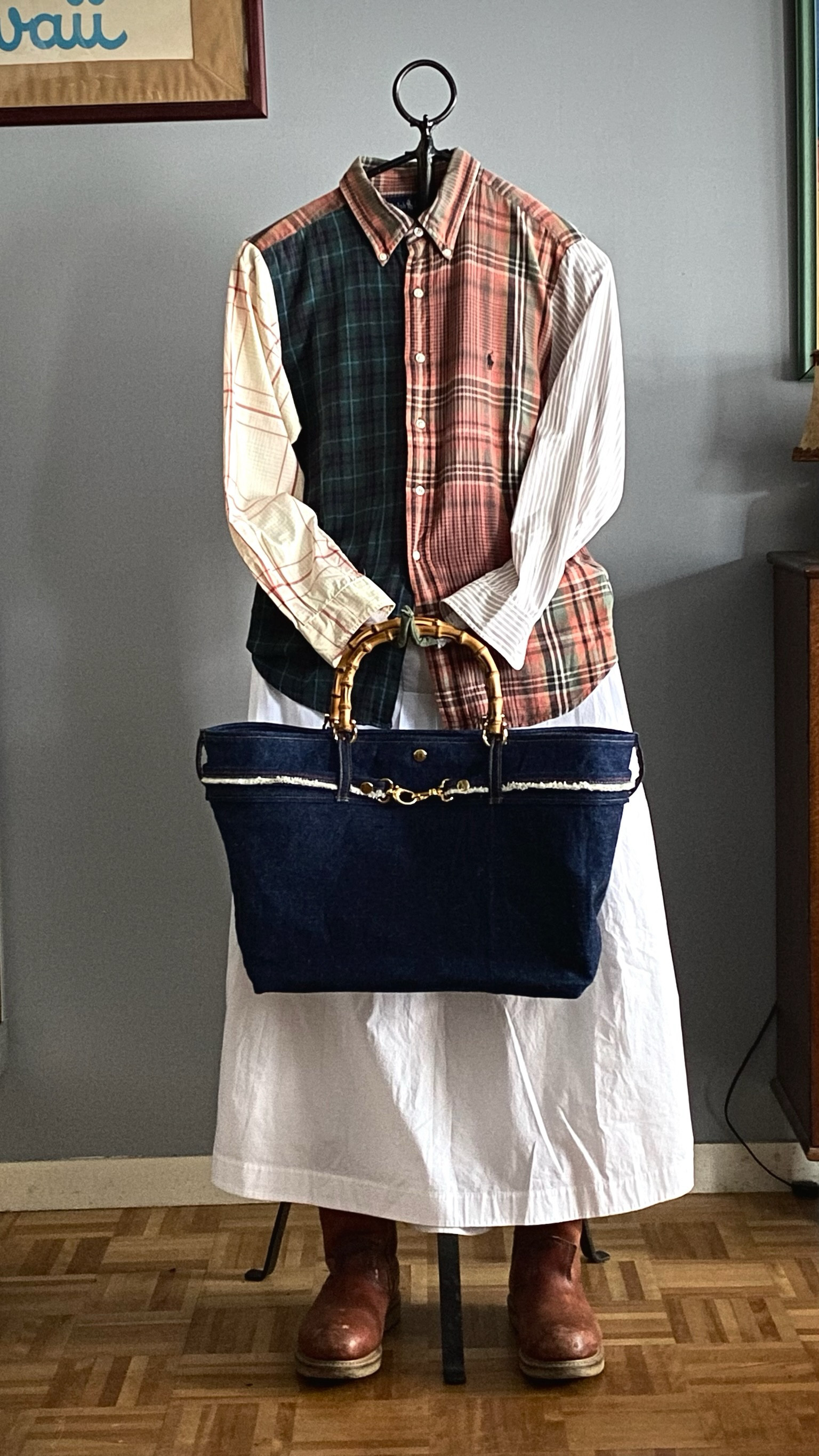 PPF vintage denim original tote & shoulder bag