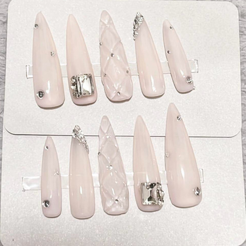 ネイルチップ キルティングネイル ギャルネイル ワンホン 韓国 ロング