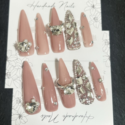 ネイルチップ ワンホン 韓国 ピンク シルバー 埋めつくしネイル#5 4d881ebcde28ed990e12a81ae583ee