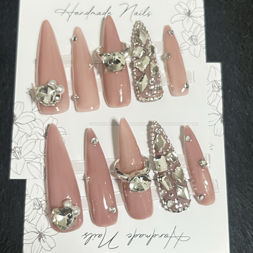 ネイルチップフルオーダー　量産型　韓国　ワンホン　ニュアンス　地雷　ギャル ネイルチップ‪‪☆量産型地雷y2kワンホン韓国☆ピンク黒☆バンギャ‬‬