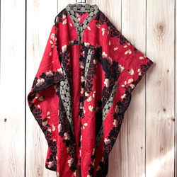 2510D】着物リメイク リバーシブル ポンチョコート ケープコート