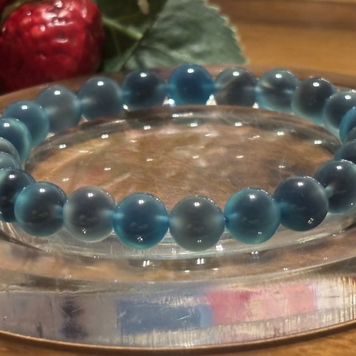 ブルータピオカアゲートブレスレット ブルータピオカ瑪瑙ブレスレット，タピオカアゲート！かわいいブルー