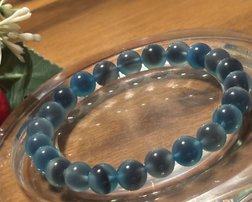 ブルータピオカアゲートブレスレット ブルータピオカ瑪瑙ブレスレット，タピオカアゲート！かわいいブルー