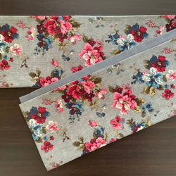 クロスステッチ風花柄　半幅帯　カーキグレー／千鳥 8枚目の画像