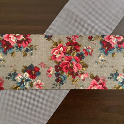 クロスステッチ風花柄　半幅帯　カーキグレー／千鳥 5枚目の画像