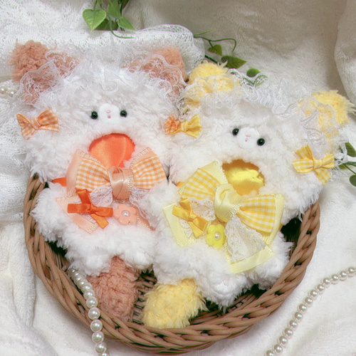 おすわりぬい服　レースうさ　ねこ　11㎝〜15㎝　ちびぐるみ　にじぬい おすわりぬい服 レースうさ ねこ 11㎝〜15㎝ ちびぐるみ にじぬい