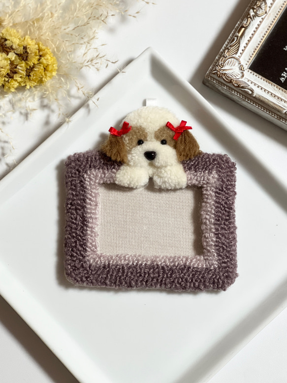 トレカケース 横型 パンチニードル ハンドメイド 犬 名刺入れ・カード