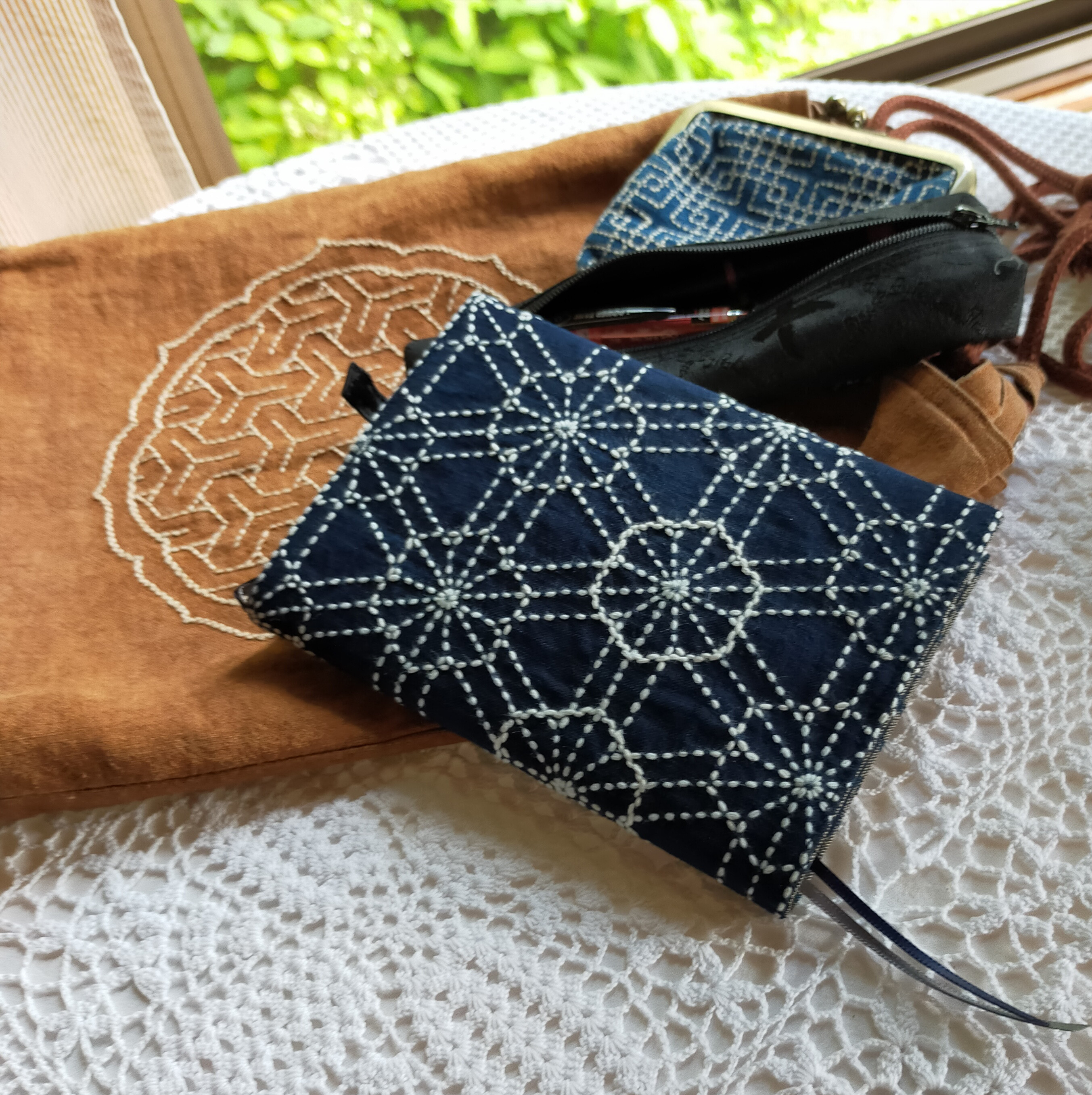 正藍染紺色　刺し子　雑記手帳カバー