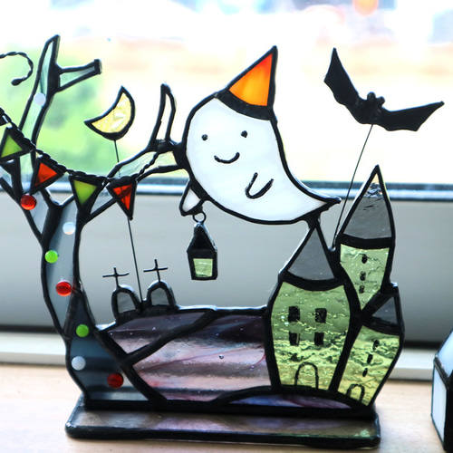 ステンドグラス　ハロウィン サンキャッチャー ハロウィン ステンドグラス風 壁掛け ジャック・オー