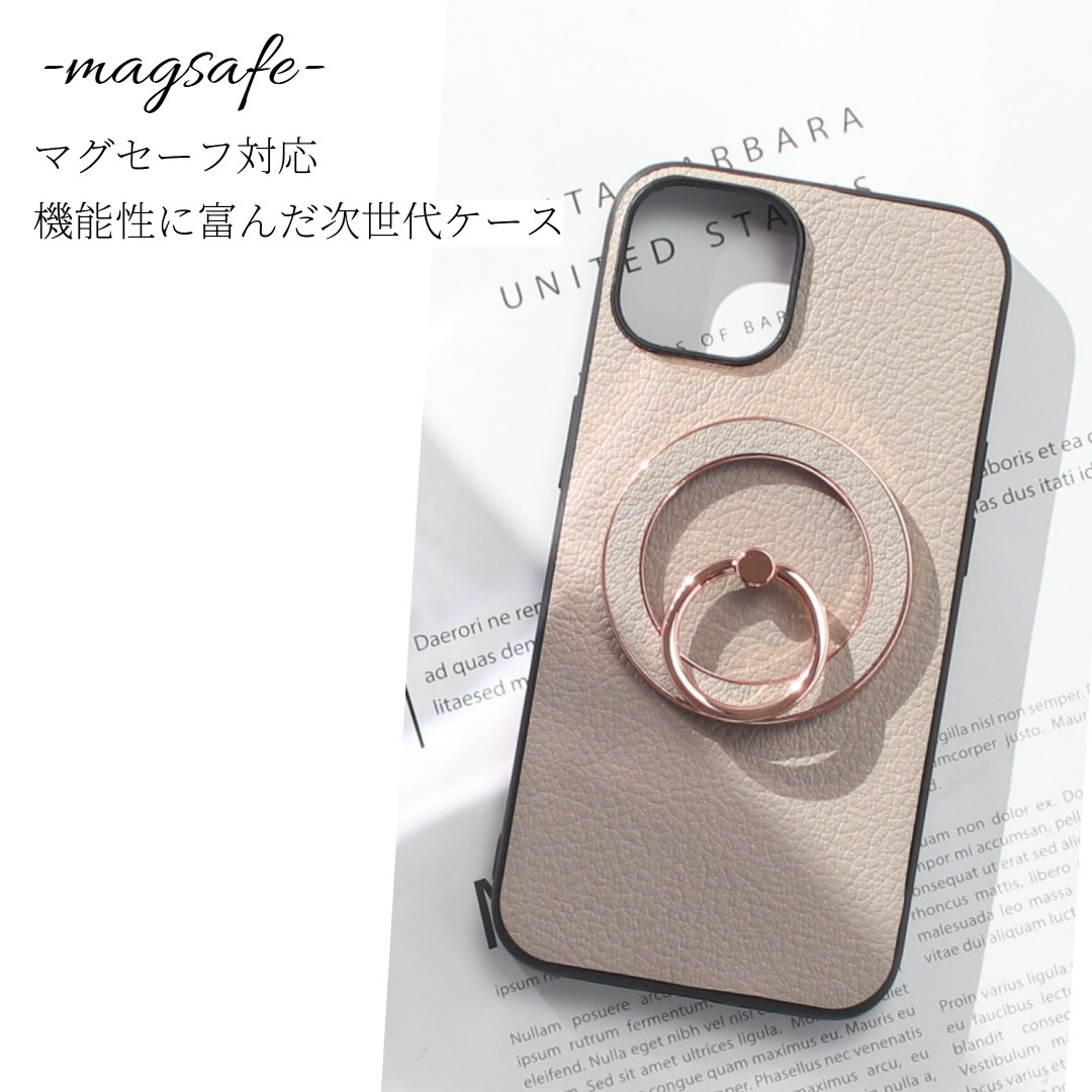 iphone13 ケース 本革 リング付き 13mini 13Pro MAX レザー マグセーフ マグネット キラキラ