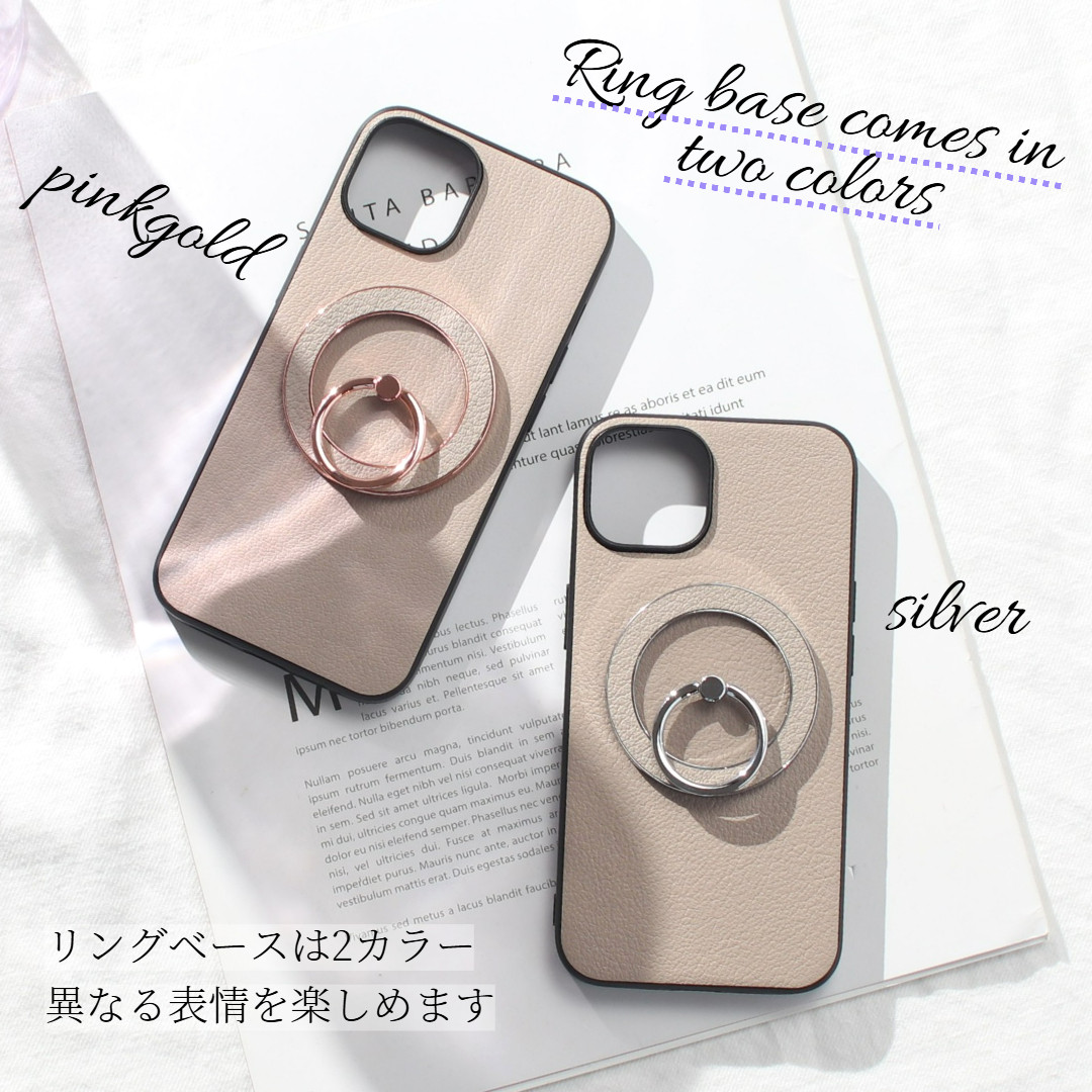iphone13 ケース 本革 リング付き 13mini 13Pro MAX レザー マグセーフ マグネット キラキラ