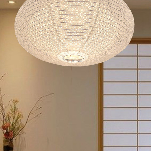 岐阜落水和紙二重提灯照明ペンダント1灯灯具付き径59㎝高さ30