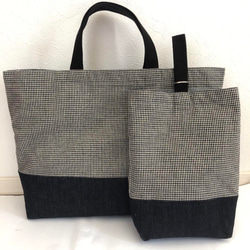 デニム ワイヤーポーチ 15cm口金 りすタグ ハンドメイド ポーチ