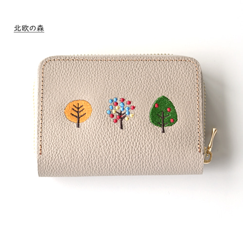 お札が折れない コンパクトウォレット 【 シュリンクレザー 刺繍 】 本
