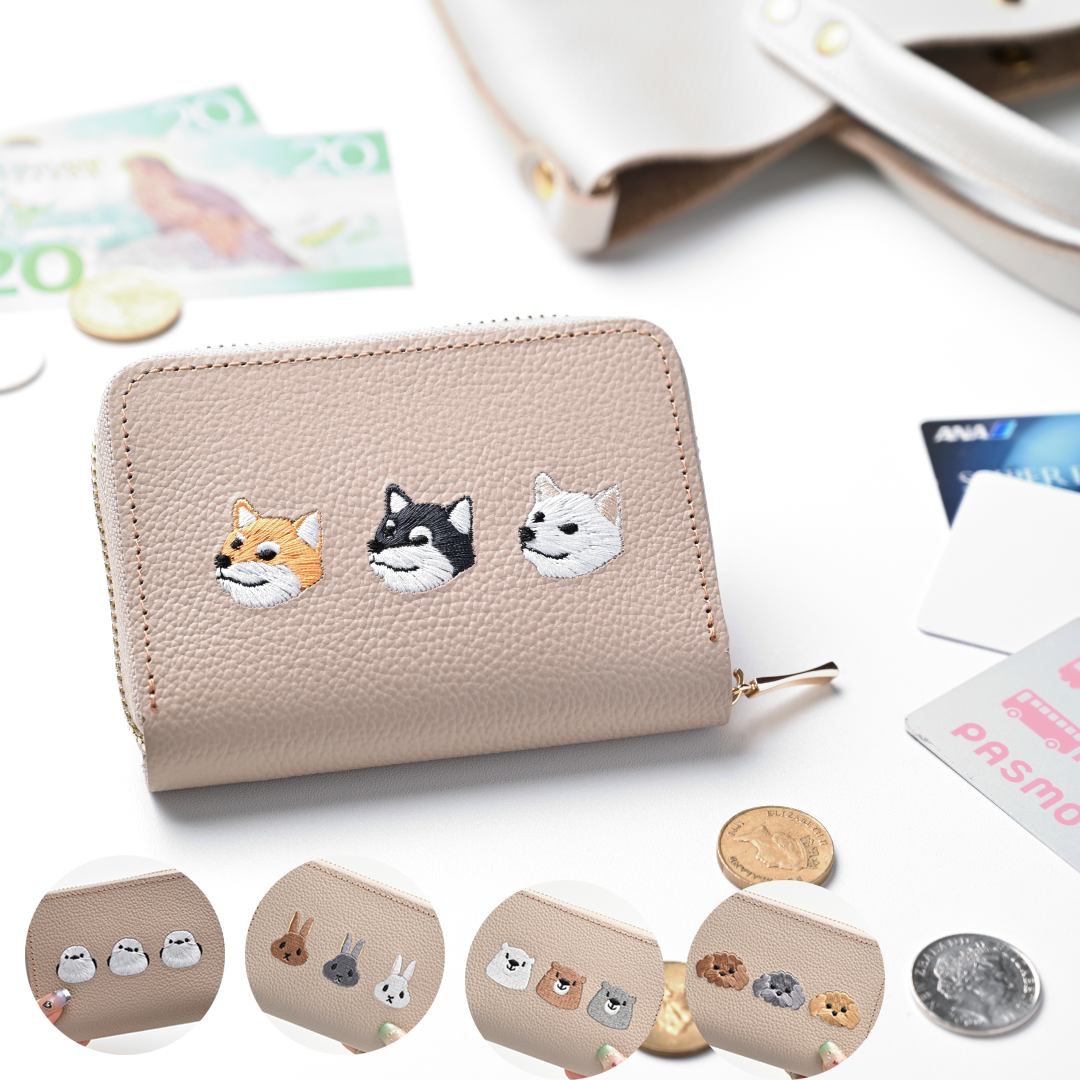 お札が折れない コンパクトウォレット 【 シュリンクレザー 刺繍 】 本革 姫路レザー かもめ工房コラボ A321I