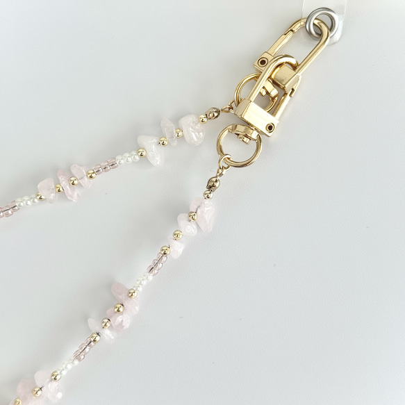 鵝卵石和串珠手鍊 - 玫瑰石英（手鍊式智慧型手機配件）[補貨] 第2張的照片