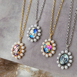 天然貝 螺鈿アート ★ オーバル ネックレス （ 60cm+5cm アジャスター付 )｜ Ayuプロデュース ペンダント 4枚目の画像