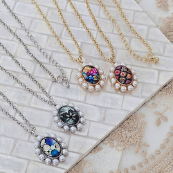 天然貝 螺鈿アート ★ オーバル ネックレス （ 60cm+5cm アジャスター付 )｜ Ayuプロデュース ペンダント 9枚目の画像