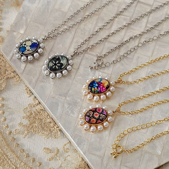 天然貝 螺鈿アート ★ オーバル ネックレス （ 60cm+5cm アジャスター付 )｜ Ayuプロデュース ペンダント 10枚目の画像