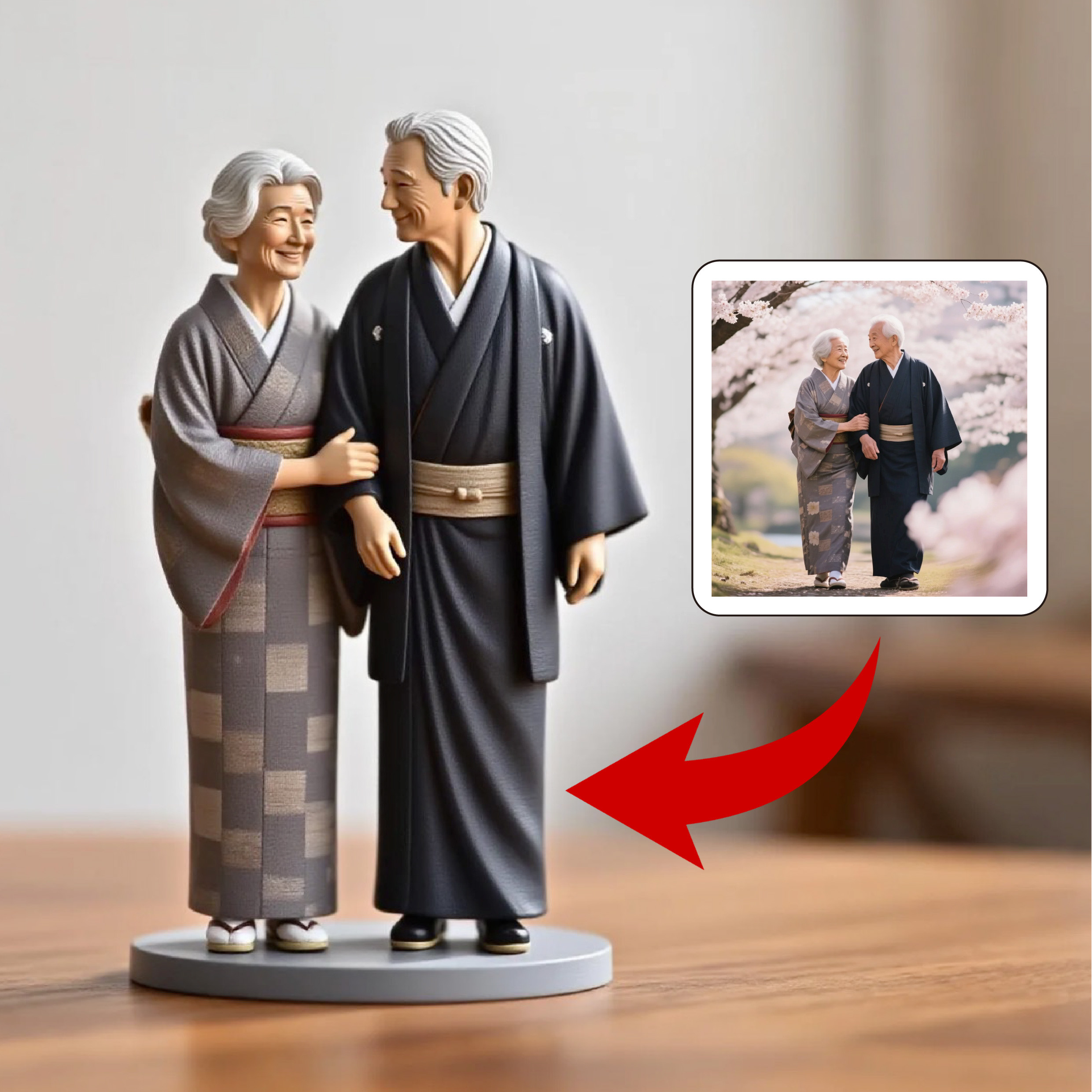 【オリジナルフィギュア】金婚記念に感動を！世界に一つだけの手作り夫婦人形 写真からそっくり再現、半世紀の愛をカタチに