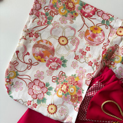 ベビー袴【即納】完成品 70~80/女の子 和柄 赤 7枚目の画像