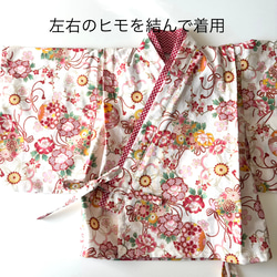 ベビー袴【即納】完成品 70~80/女の子 和柄 赤 8枚目の画像