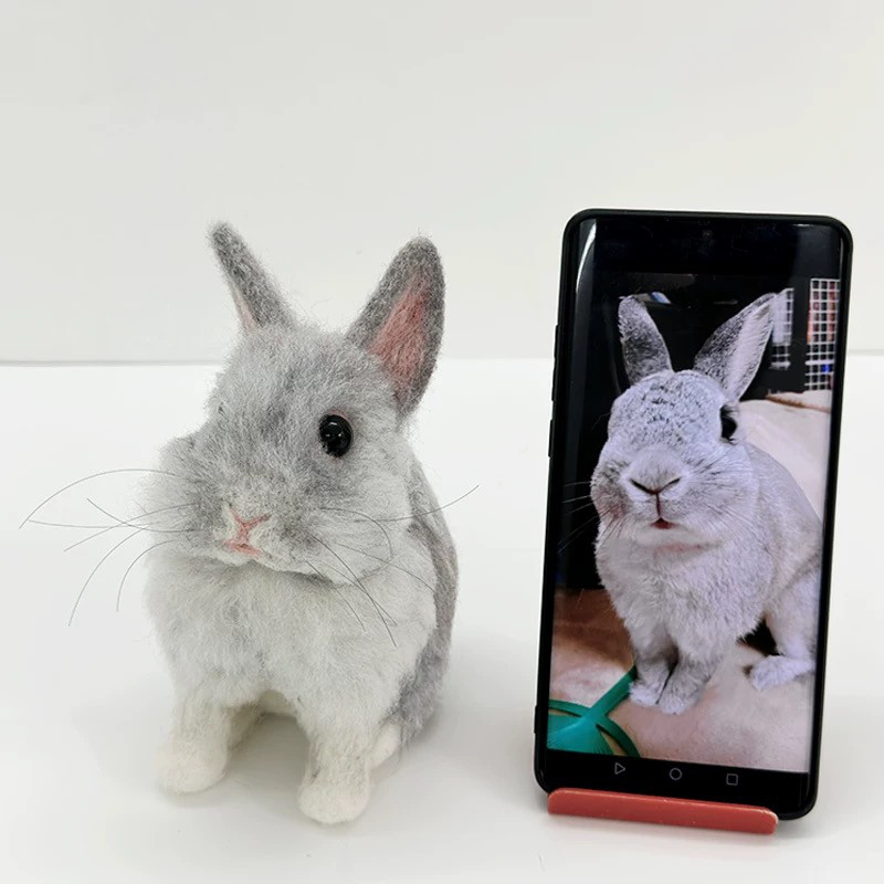 ハンドメイド　【世界に一つだけのうちの子ミニチュア】　羊毛フェルト作品　ふわふわ羊毛で作る　ペット　名入り　兎