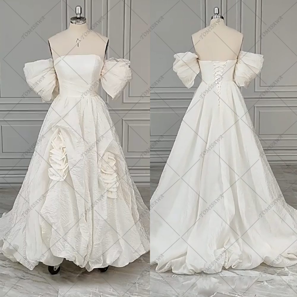 オフショルダー  ウェディングドレス 披露宴挙式 前撮りドレス  F941