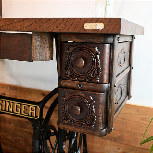 1点物 Singer シンガー ミシンテーブル 足踏みミシン ケヤキ材
