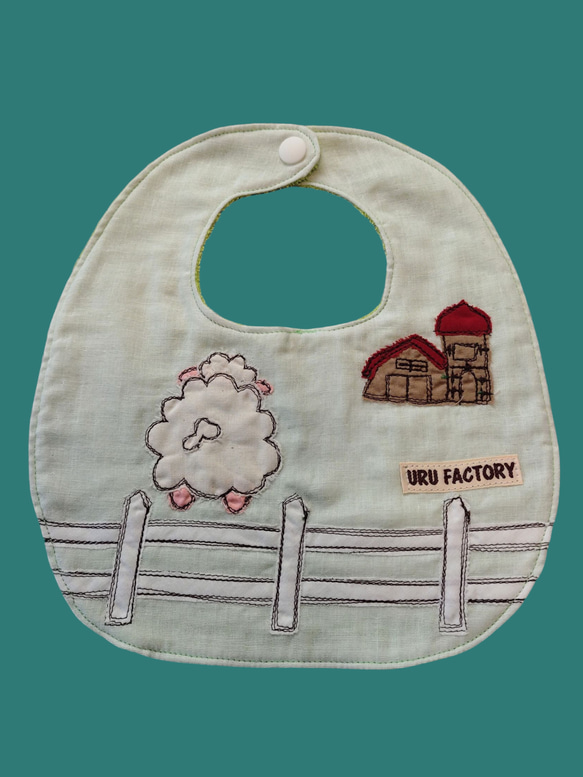 牧場のひつじのアップリケベビースタイ2枚組｜9色から選べる｜出産祝い・ギフトにおすすめ 4枚目の画像