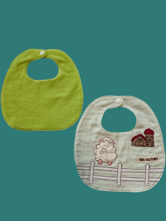 牧場のひつじのアップリケベビースタイ2枚組｜9色から選べる｜出産祝い・ギフトにおすすめ 6枚目の画像