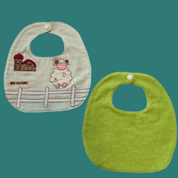 牧場のひつじのアップリケベビースタイ2枚組｜9色から選べる｜出産祝い・ギフトにおすすめ 5枚目の画像