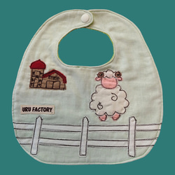 牧場のひつじのアップリケベビースタイ2枚組｜9色から選べる｜出産祝い・ギフトにおすすめ 3枚目の画像