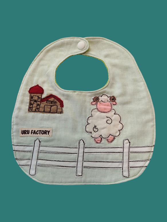 牧場のひつじのアップリケベビースタイ2枚組｜9色から選べる｜出産祝い・ギフトにおすすめ 3枚目の画像