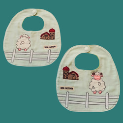 牧場のひつじのアップリケベビースタイ2枚組｜9色から選べる｜出産祝い・ギフトにおすすめ 2枚目の画像