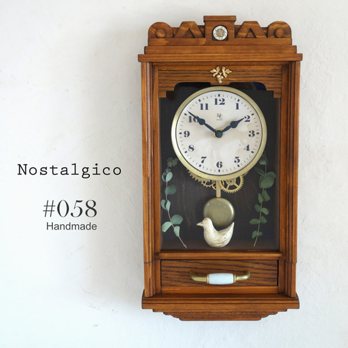 木製アンティーク掛時計 送料無料】NOSTALGICO#058 レトロな掛け時計 Mサイズ 前面アクリル