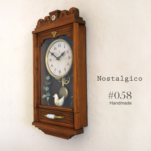 送料無料】NOSTALGICO#058 レトロな掛け時計 Mサイズ 前面アクリル