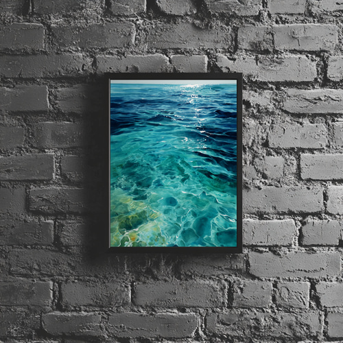 夢のような青の世界｜透き通るターコイズブルーの海｜水彩画アート