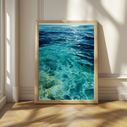 満月と夜の海 静けさと癒やしの水彩アート 風景画 インテリアアート