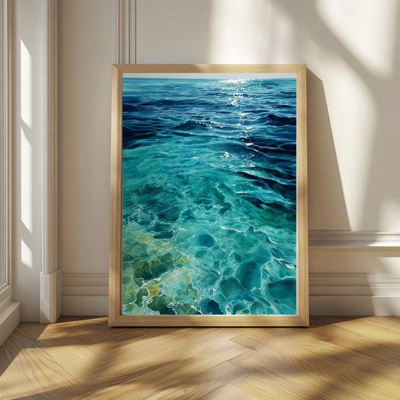 夢のような青の世界｜透き通るターコイズブルーの海｜水彩画アート