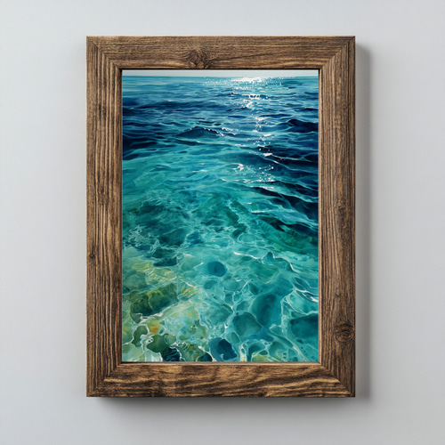 夢のような青の世界｜透き通るターコイズブルーの海｜水彩画アート