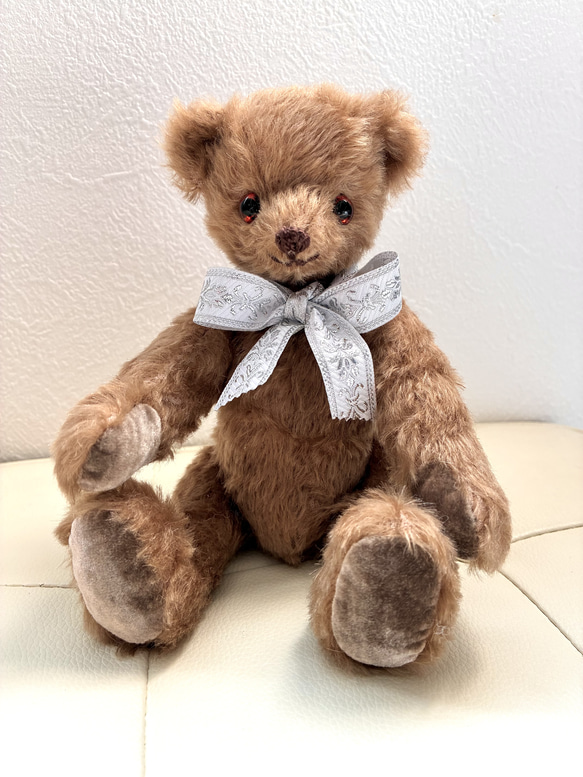 Nana Bee.♡ハンドメイド テディベア 24㎝ チョコレートブラウン ピーチブラウンのテディベア 〜24cm〜 ぬいぐるみ sanatio 通販