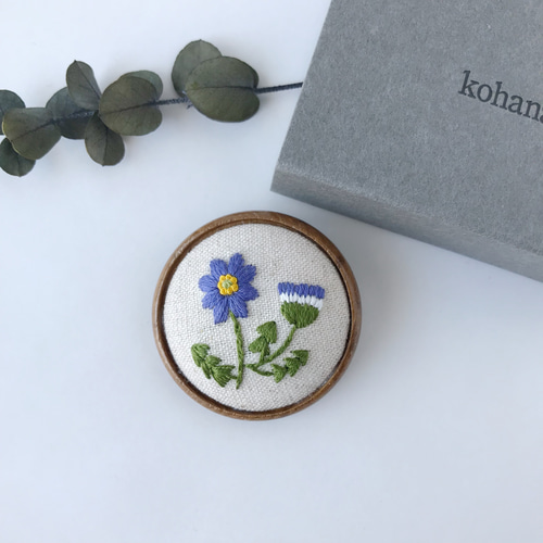 手刺繍】ミヤコワスレ【ブローチ/ヘアゴム】【大】 ブローチ kohana