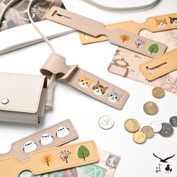 ラゲッジタグ 【 シュリンクレザー 刺繍 】 本革 レザータグ 旅行 トラベルグッズ いとをかしコラボ HW41K 1枚目の画像