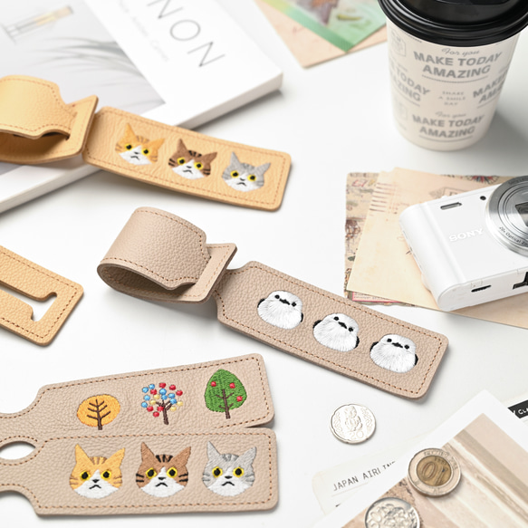 ラゲッジタグ 【 シュリンクレザー 刺繍 】 本革 レザータグ 旅行 トラベルグッズ いとをかしコラボ HW41K 7枚目の画像