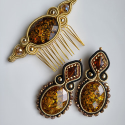 ソウタシエ アクセサリーセット コーム 耳飾り レッド系 ピアス